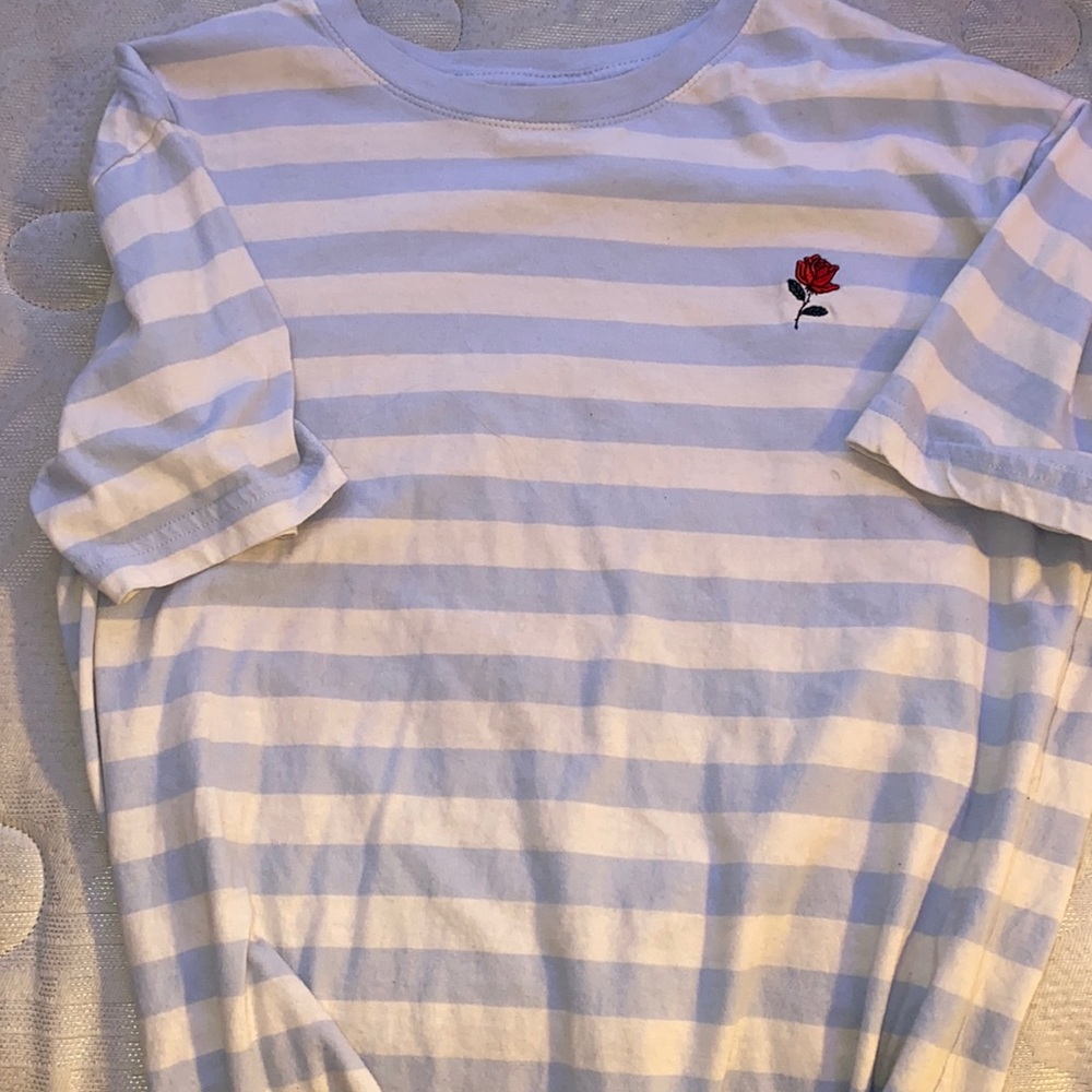 Striped shirt with small rose